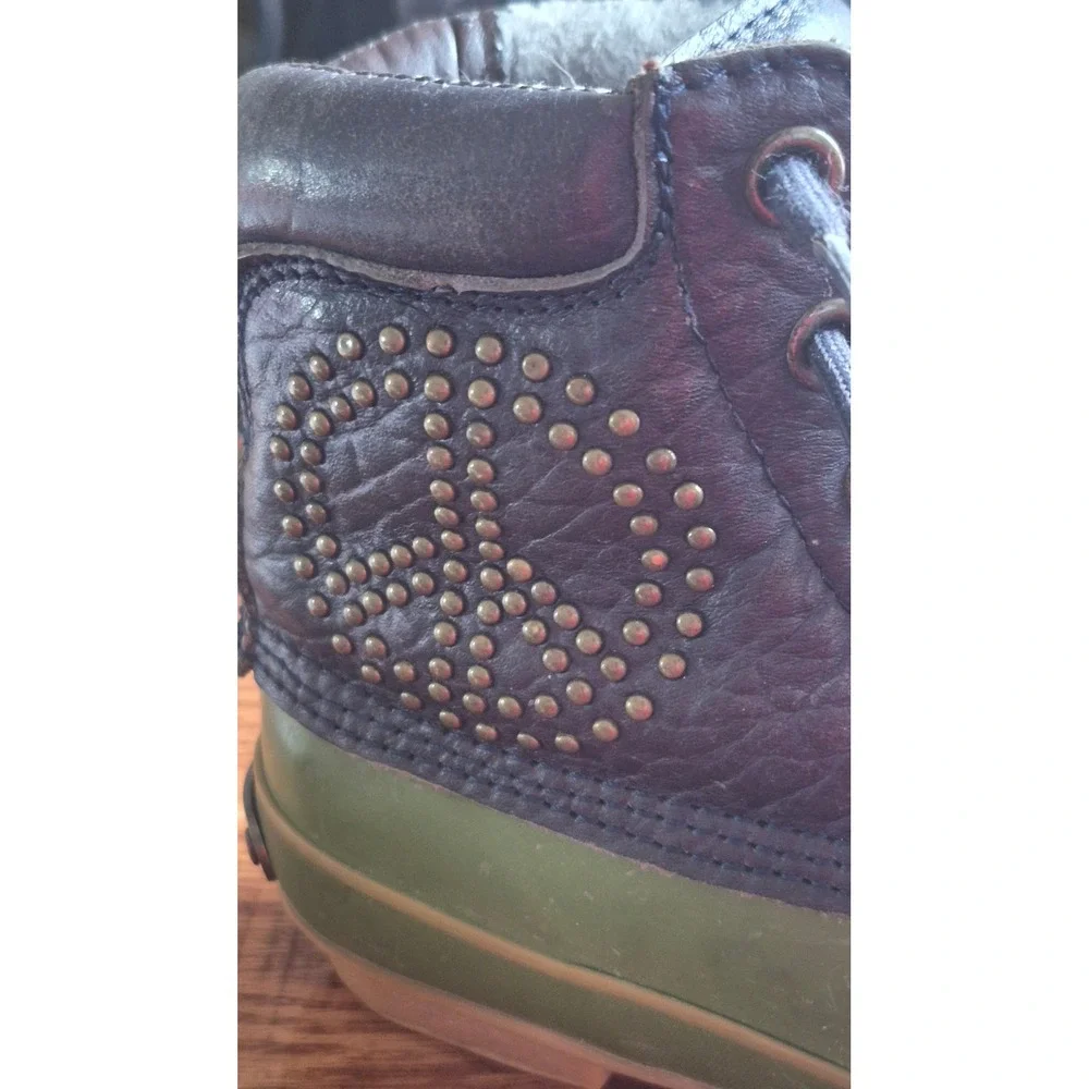 Lucky Brand Duck Boots Women 6 6.5 Studded Peace Leather Boho Vintage‎ Inspired